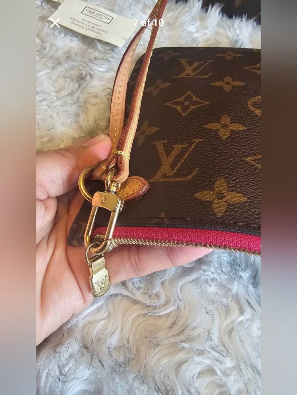 Louis Vuitton Monogram Neverfull Tote with Matching Pouch - Brown & Pink Trim - Picture 5 of 5